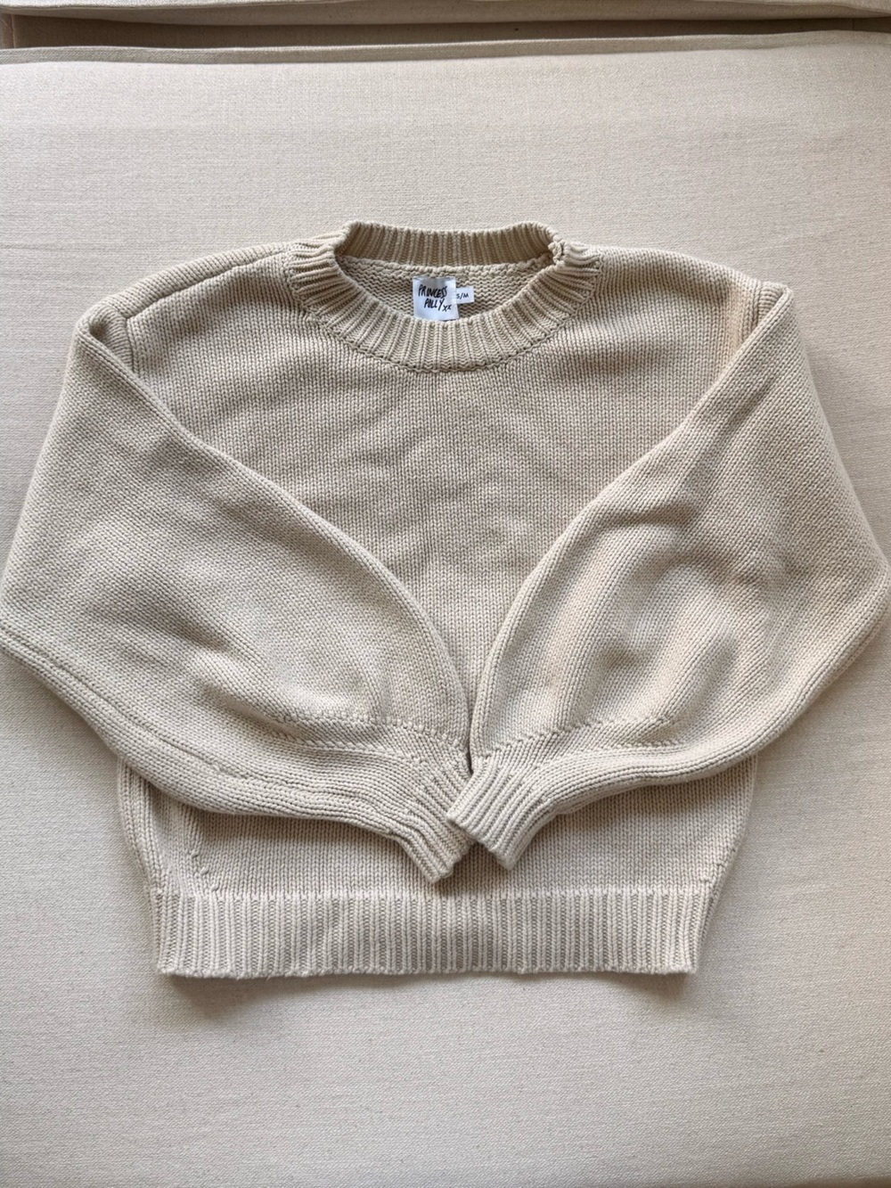 Princess Polly Cream Crewneck Sweater
